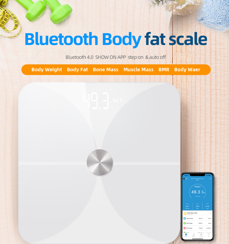 Banheiro usa balança digital de gordura corporal inteligente